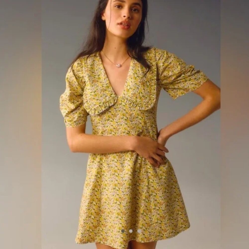 Anthropologie NWT Short Sleeve Collared Printed Mini Dress​